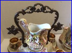 VTG R. Capodimonte Italy Demitasse Set Cups Sugar Bowl Coffee Pot & Stand Cupids