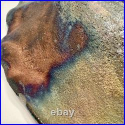 VTG Raku Studio Art Pottery 12 Bowl Signed Nora Crackle Glaze Koi Fish Metallic