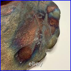 VTG Raku Studio Art Pottery 12 Bowl Signed Nora Crackle Glaze Koi Fish Metallic