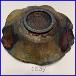 VTG Raku Studio Art Pottery 12 Bowl Signed Nora Crackle Glaze Koi Fish Metallic