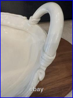 VTG Rina Peleg Studio Pottery Large Centerpiece Serving Bowl White Glaze 16.5