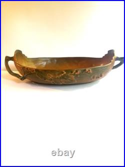 VTG Roseville Pottery Bushberry Console Bowl Burnt Orange/Brown 417-14 1940's