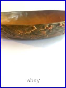 VTG Roseville Pottery Bushberry Console Bowl Burnt Orange/Brown 417-14 1940's