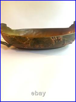 VTG Roseville Pottery Bushberry Console Bowl Burnt Orange/Brown 417-14 1940's