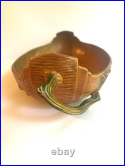 VTG Roseville Pottery Bushberry Console Bowl Burnt Orange/Brown 417-14 1940's