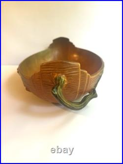 VTG Roseville Pottery Bushberry Console Bowl Burnt Orange/Brown 417-14 1940's