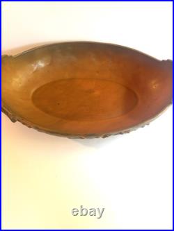 VTG Roseville Pottery Bushberry Console Bowl Burnt Orange/Brown 417-14 1940's
