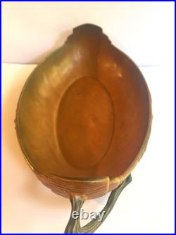 VTG Roseville Pottery Bushberry Console Bowl Burnt Orange/Brown 417-14 1940's