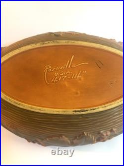 VTG Roseville Pottery Bushberry Console Bowl Burnt Orange/Brown 417-14 1940's