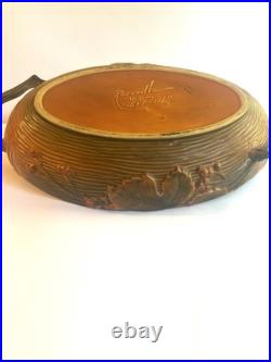 VTG Roseville Pottery Bushberry Console Bowl Burnt Orange/Brown 417-14 1940's