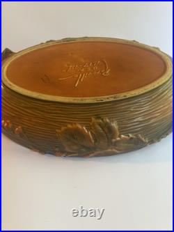 VTG Roseville Pottery Bushberry Console Bowl Burnt Orange/Brown 417-14 1940's