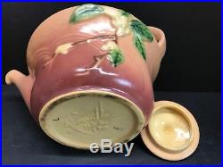 VTG Roseville USA Pink Snowberry Pottery Teapot Sugar Bowl & Creamer Set