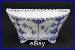 VTG Signed Royal Copenhagen Porcelain Blue Fluted Full Lace Oval Dish Bowl DBA