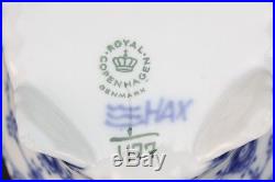 VTG Signed Royal Copenhagen Porcelain Blue Fluted Full Lace Oval Dish Bowl DBA