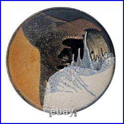 VTG Studio Art Pottery Centerpiece Bowl Stoneware Drip Wash Glaze 15.5