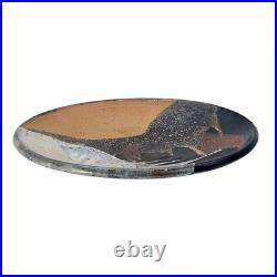 VTG Studio Art Pottery Centerpiece Bowl Stoneware Drip Wash Glaze 15.5