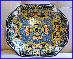 VTG Talavera Pottery Signed Uriarte Puebla Mexico A. A. E. Platter Serving Bowl