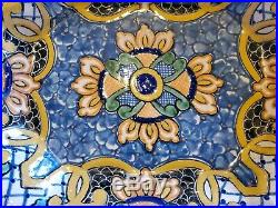 VTG Talavera Pottery Signed Uriarte Puebla Mexico A. A. E. Platter Serving Bowl