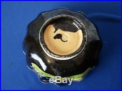 VTG Tlaquepaque 1930-40's Black Glaze LARGE Scalloped Ruffle BOWL MEXICO Pottery