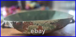 VTG c. 1940s Roseville Art Pottery Green Bushberry Console Bowl #414-10 GUC MCM