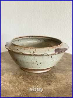Vernon Owens Jugtown Gray & Red Oriental Ming Bowl 3H x 6.5W Signed 1999 NC
