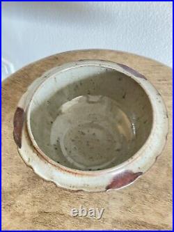Vernon Owens Jugtown Gray & Red Oriental Ming Bowl 3H x 6.5W Signed 1999 NC