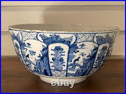 Very Large Antique Delft Punch Bowl, Dutch, mid 1700s