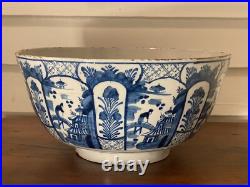 Very Large Antique Delft Punch Bowl, Dutch, mid 1700s