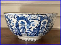Very Large Antique Delft Punch Bowl, Dutch, mid 1700s