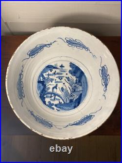 Very Large Antique Delft Punch Bowl, Dutch, mid 1700s