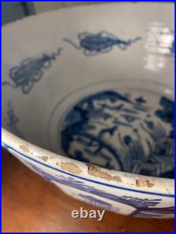 Very Large Antique Delft Punch Bowl, Dutch, mid 1700s