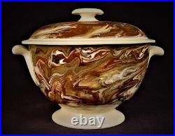 Very Rare Signed Marbled Agate Ware Sugar Bowl + LID Mocha Staffordshire Mint