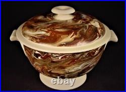Very Rare Signed Marbled Agate Ware Sugar Bowl + LID Mocha Staffordshire Mint