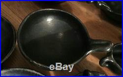 Very Rare Vintage Mexican Black Pottery Plates Bowls Cups etc