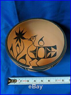 Vidal Aguilar Art Pottery Bowl Santo Domingo Pueblo VTG 8 Southwest Rare