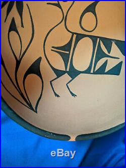 Vidal Aguilar Art Pottery Bowl Santo Domingo Pueblo VTG 8 Southwest Rare