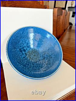 Vintage 10 Blue Blossoms Pottery Art Bowl Artist Sarani