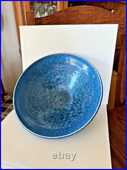 Vintage 10 Blue Blossoms Pottery Art Bowl Artist Sarani