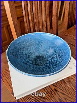 Vintage 10 Blue Blossoms Pottery Art Bowl Artist Sarani