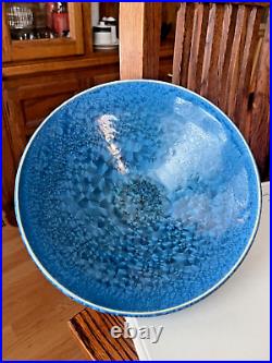 Vintage 10 Blue Blossoms Pottery Art Bowl Artist Sarani