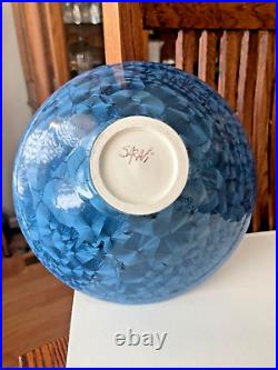 Vintage 10 Blue Blossoms Pottery Art Bowl Artist Sarani