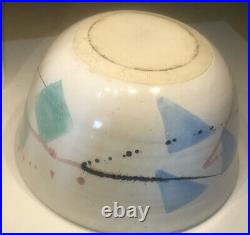 Vintage 10 Studio Art Pottery Post Modern Geometric Splatter Large Bowl Signed