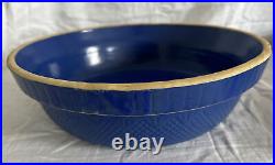 Vintage 11 Cobalt Blue Yellowware Bowl Blue Venetian Roseville Pottery Co