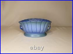 Vintage 1920/30's Stangl Art Deco Fluted Pedestal Oval Bowl Matte Twilight Blue