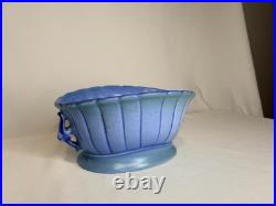 Vintage 1920/30's Stangl Art Deco Fluted Pedestal Oval Bowl Matte Twilight Blue