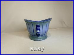 Vintage 1920/30's Stangl Art Deco Fluted Pedestal Oval Bowl Matte Twilight Blue