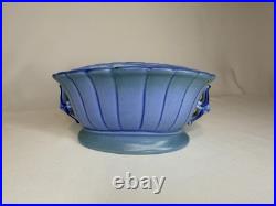Vintage 1920/30's Stangl Art Deco Fluted Pedestal Oval Bowl Matte Twilight Blue