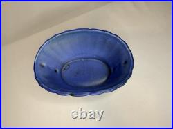 Vintage 1920/30's Stangl Art Deco Fluted Pedestal Oval Bowl Matte Twilight Blue