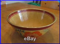 Vintage 1920's Bauer Pottery L. A. Artist Helen Carey Painted #9 Yellow Ware Bowl