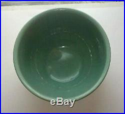 Vintage 1920s Roseville Green Pottery Stoneware Bowl Large 11 Ribbed Bands RARE